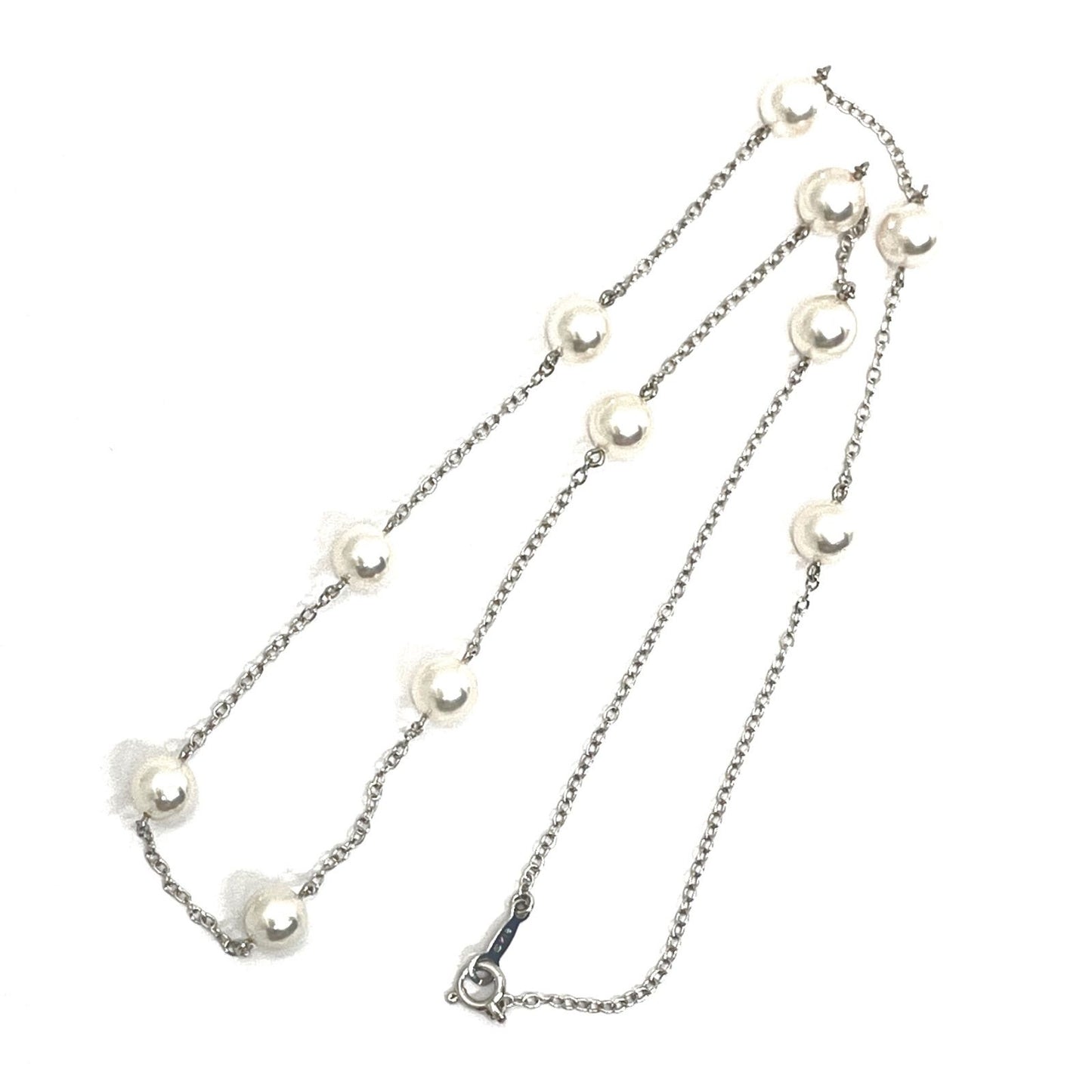 MIKIMOTO station pearl necklace with 6.2-6.4mm pearls on a 46cm K18 white gold chain
