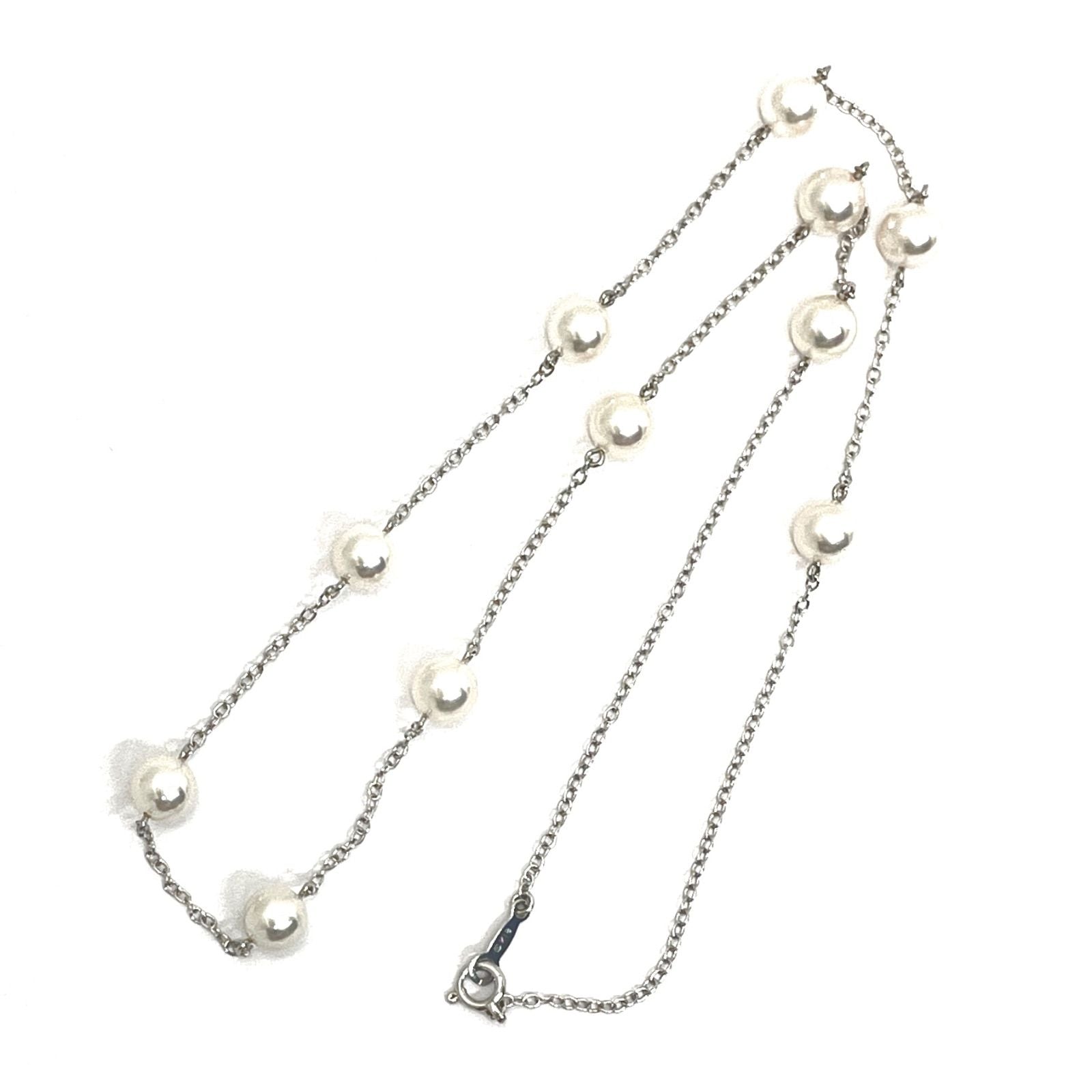 MIKIMOTO station pearl necklace with 6.2-6.4mm pearls on a 46cm K18 white gold chain