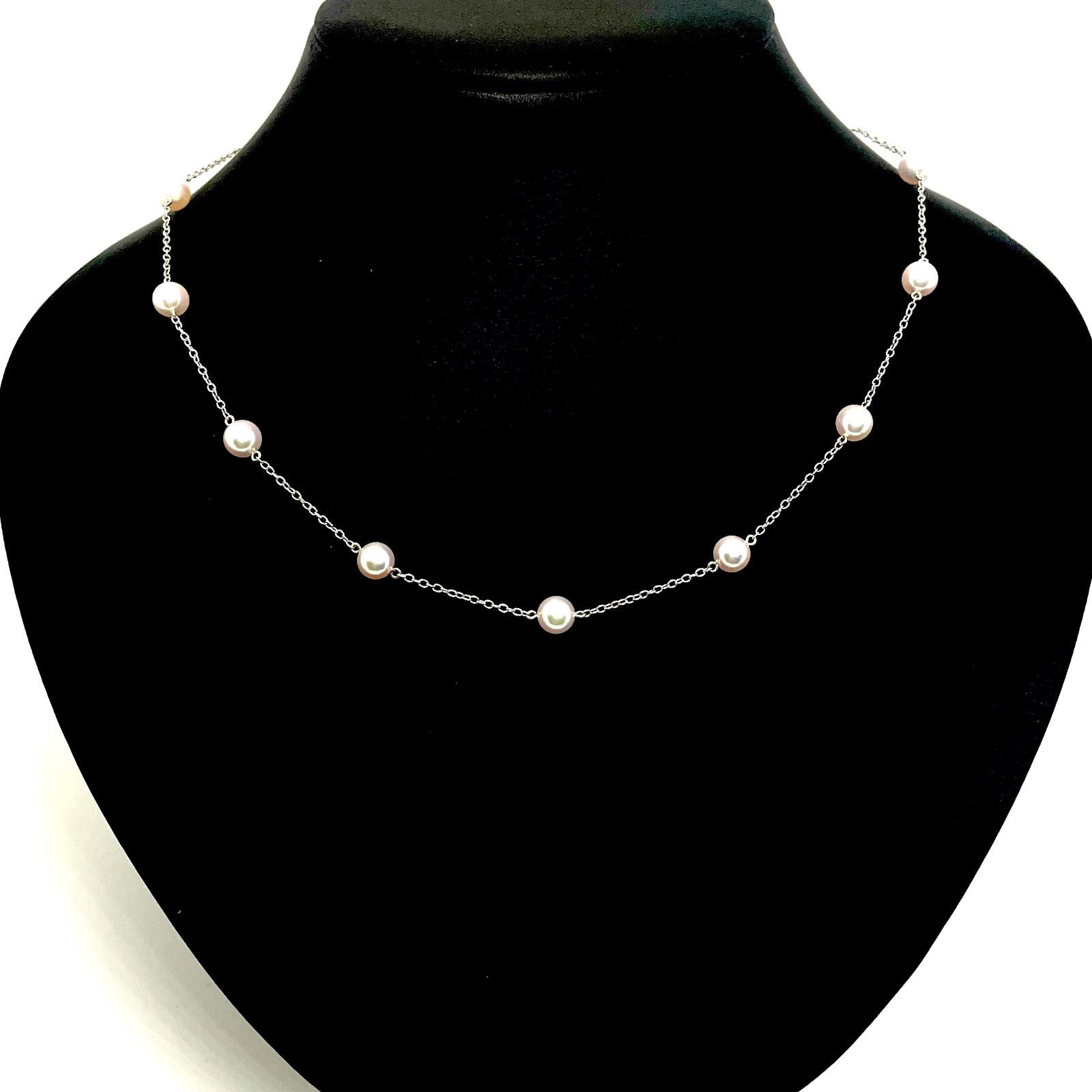 MIKIMOTO station pearl necklace with 6.2-6.4mm pearls on a 46cm K18 white gold chain