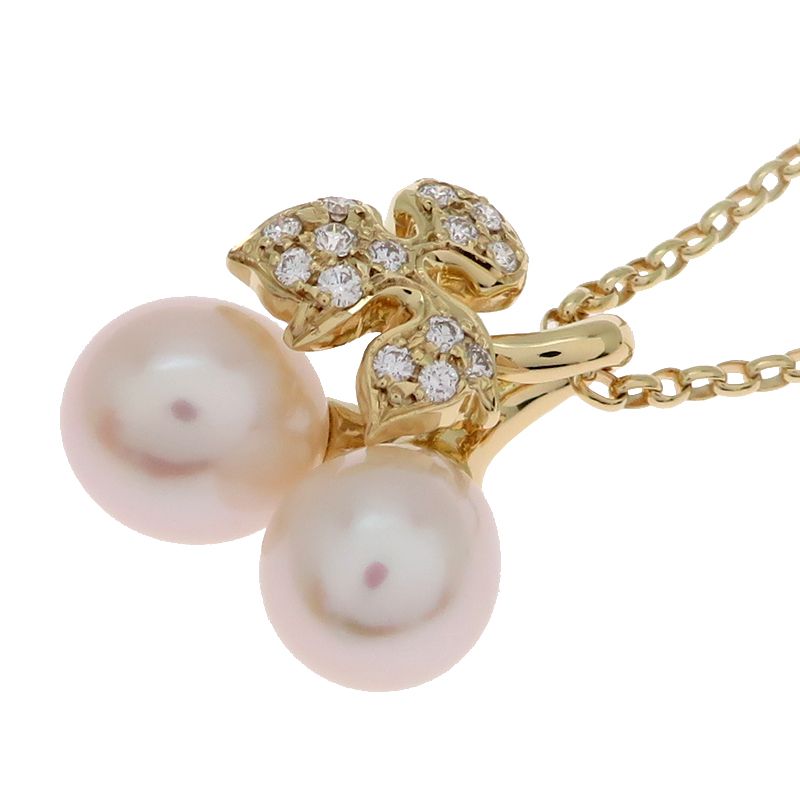 Mikimoto necklace in K18 yellow gold with 40 cm chain and 16.3 mm top width displayed on white background