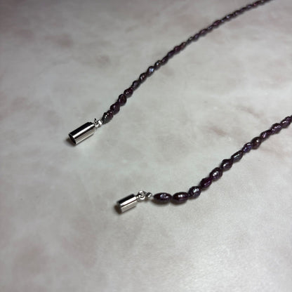 Akoya genuine pearl freshwater necklace with 10mm purple multi pearls and brass magnetic clasp, 48cm length
