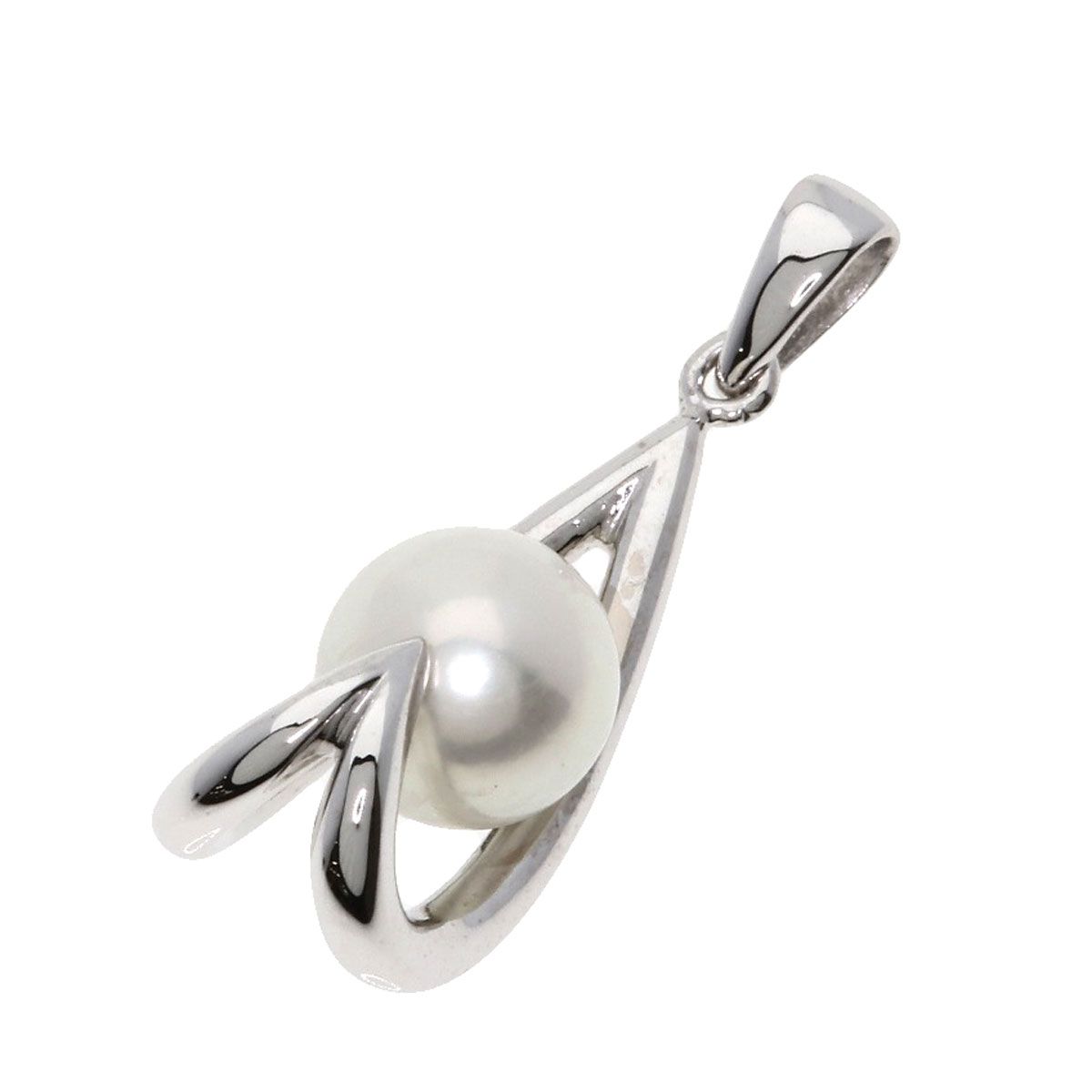 Mikimoto pearl pendant top in white gold K18WG featuring a 7mm pearl