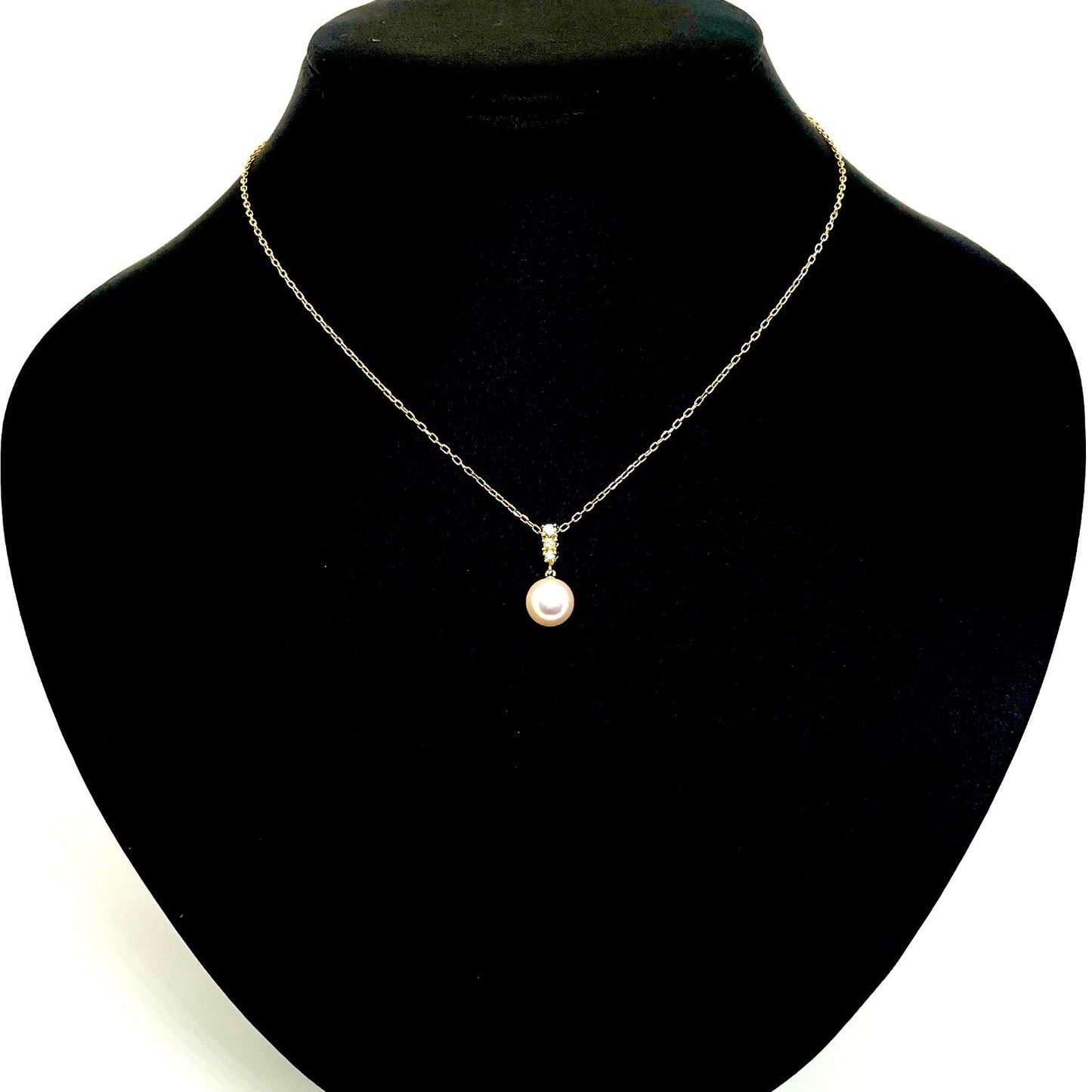 MIKIMOTO Pearl Diamond Necklace in K18 Yellow Gold with 8.3mm pearl and 38cm chain