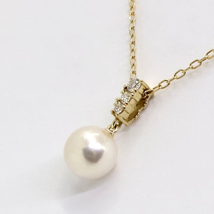 MIKIMOTO Pearl Diamond Necklace in K18 Yellow Gold with 8.3mm pearl and 38cm chain