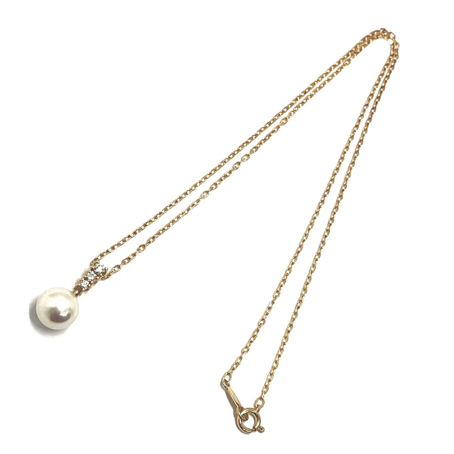 MIKIMOTO Pearl Diamond Necklace in K18 Yellow Gold with 8.3mm pearl and 38cm chain