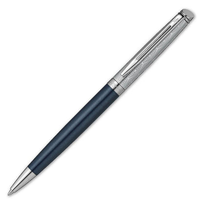 Waterman Metropolitan Private Collection Sapphire Nocturne CT ballpoint pen with blue lacquer finish and chrome trim
