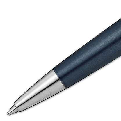 Waterman Metropolitan Private Collection Sapphire Nocturne CT ballpoint pen with blue lacquer finish and chrome trim