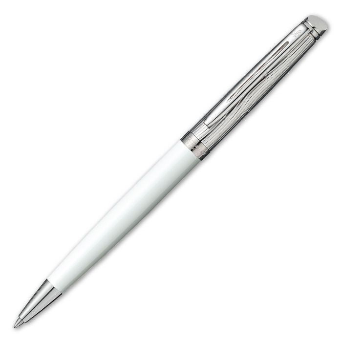Waterman Metropolitan Deluxe White CT ballpoint pen with silver trim and white lacquer finish