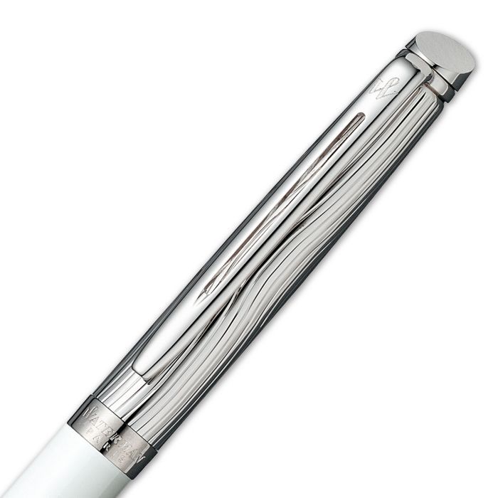 Waterman Metropolitan Deluxe White CT ballpoint pen with silver trim and white lacquer finish
