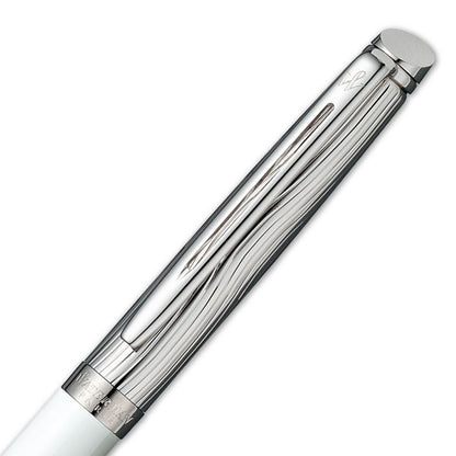 Waterman Metropolitan Deluxe White CT ballpoint pen with silver trim and white lacquer finish