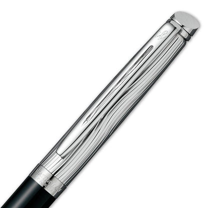 Waterman Metropolitan Deluxe Black CT ballpoint pen with lacquered brass body and chrome trim