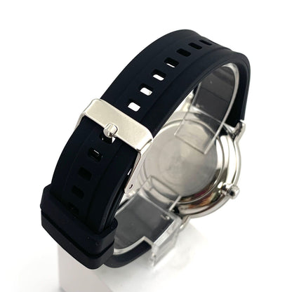 中古CITIZEN E168 Eco-Drive black watch with stainless steel case and new rubber band showing date display