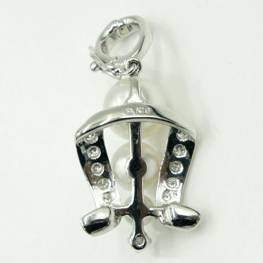 Mikimoto K18 gold pendant top with pearl and diamond detailing measuring 21.5mm by 13.7mm
