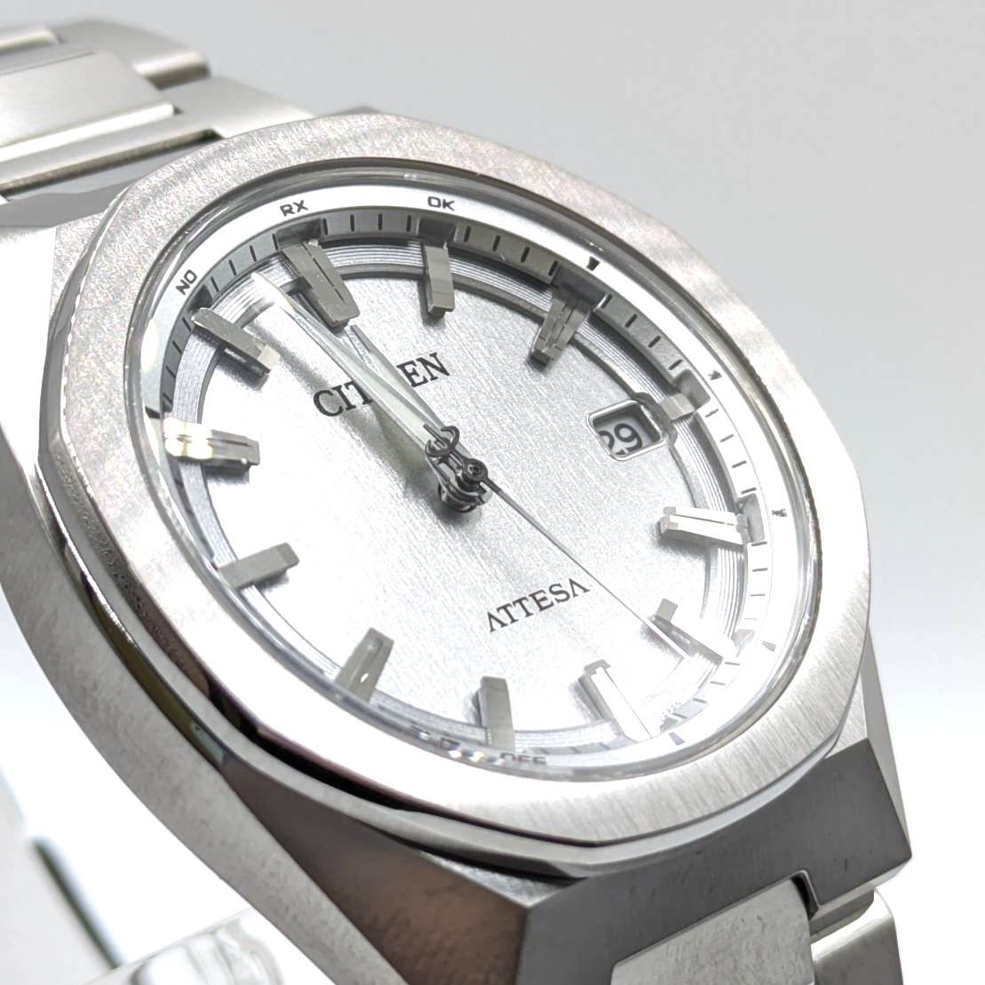 Citizen Attesa CB3040-56H men's watch with silver case and black dial shown on a wrist