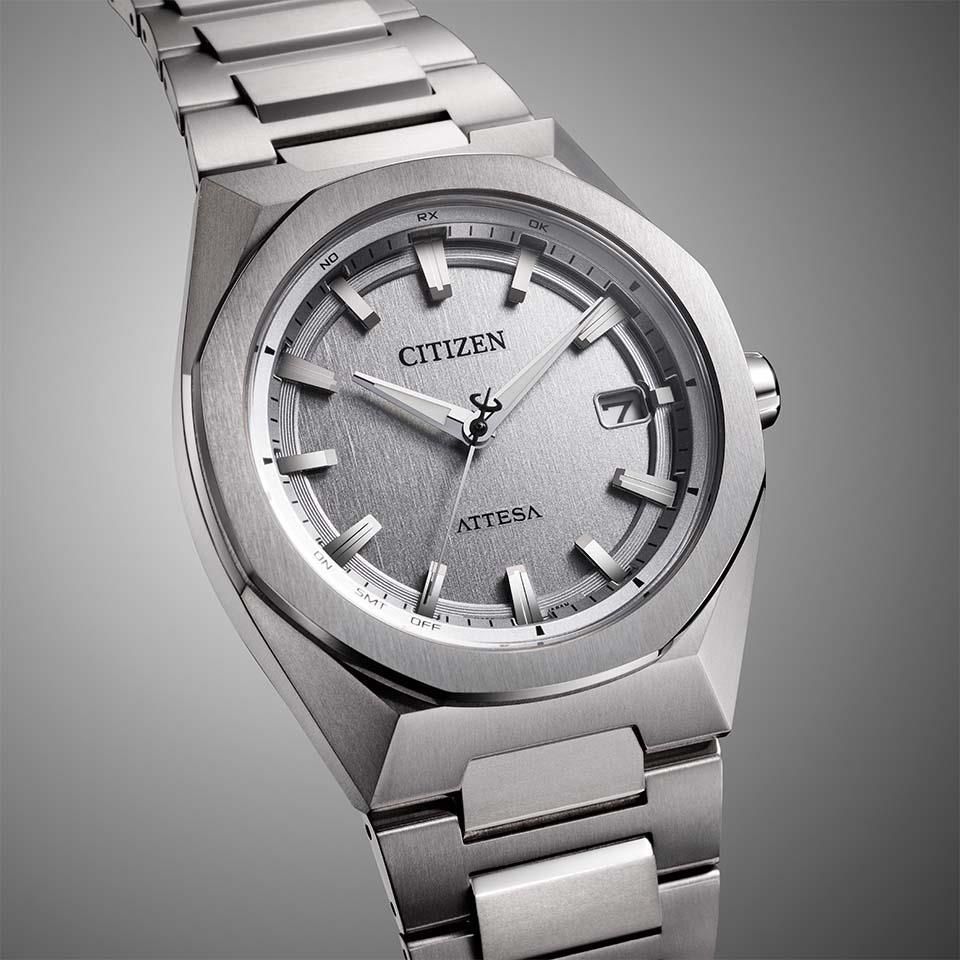 Citizen Attesa CB3040-56H men's watch with silver case and black dial shown on a wrist
