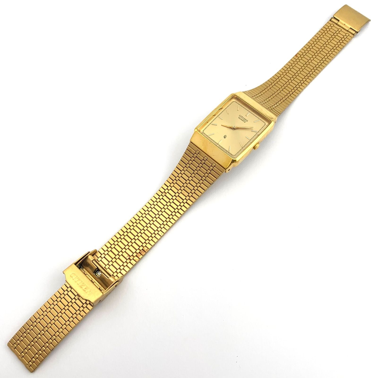 Used CITIZEN 6031-G03715 gold quartz watch with mesh band showing gold base metal body only