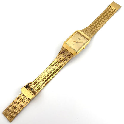 Used CITIZEN 6031-G03715 gold quartz watch with mesh band showing gold base metal body only