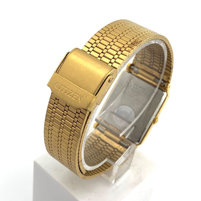 Used CITIZEN 6031-G03715 gold quartz watch with mesh band showing gold base metal body only