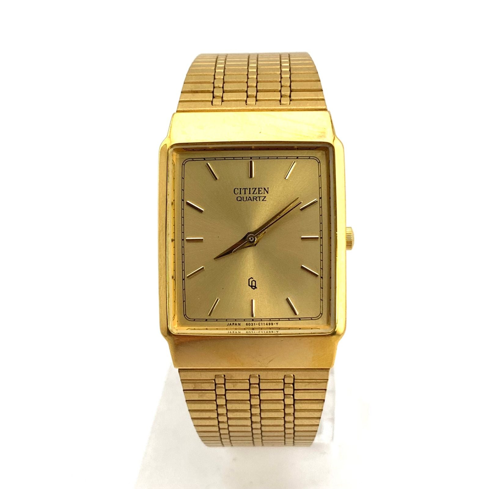 Used CITIZEN 6031-G03715 gold quartz watch with mesh band showing gold base metal body only