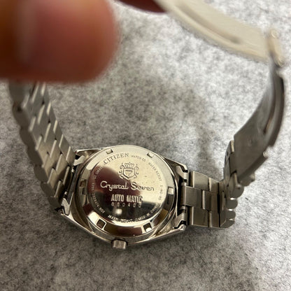 CITIZEN Crystal Seven Revival Edition Automatic Watch TRANS CONTINENTS with stainless steel band and black dial in box