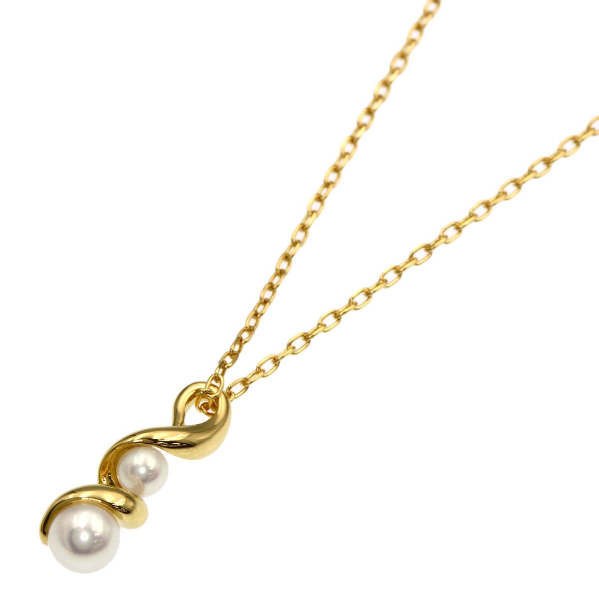 Mikimoto ladies pearl necklace in K18YG gold with 40 cm chain and pearls 3.2-4.7 mm size