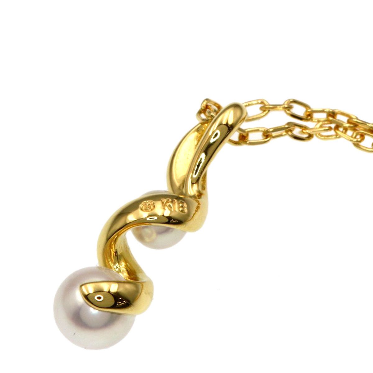 Mikimoto ladies pearl necklace in K18YG gold with 40 cm chain and pearls 3.2-4.7 mm size