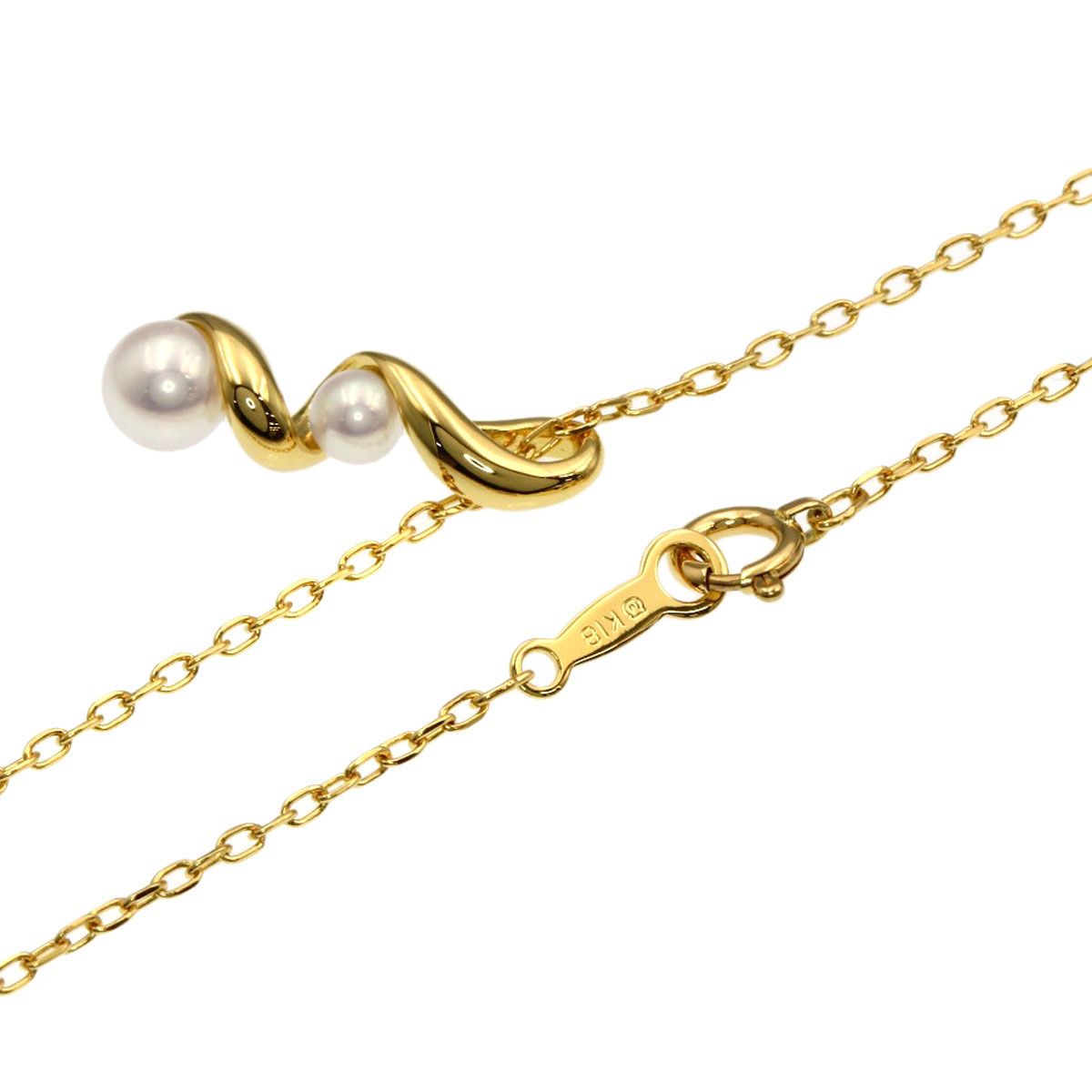 Mikimoto ladies pearl necklace in K18YG gold with 40 cm chain and pearls 3.2-4.7 mm size
