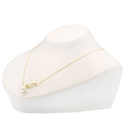 MIKIMOTO ladies pearl diamond necklace in K18 yellow gold with 7.3mm stone and 42.5cm chain