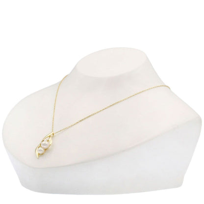 Mikimoto Pearl 3P Diamond Necklace in K18 Yellow Gold with 5.4-6.6mm pearls and 40cm chain