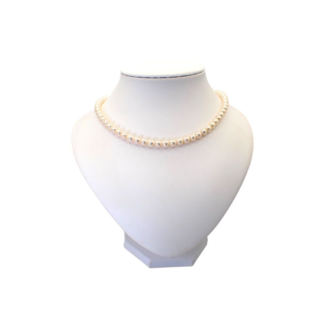 Tasaki Pearl 6.5-7.0mm white pearl necklace silver choker jewelry 44cm length