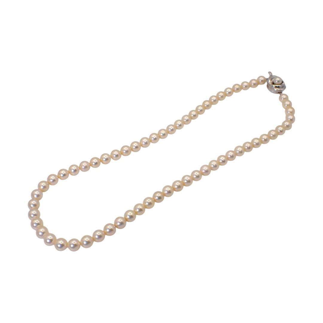 Tasaki Pearl 6.5-7.0mm white pearl necklace silver choker jewelry 44cm length