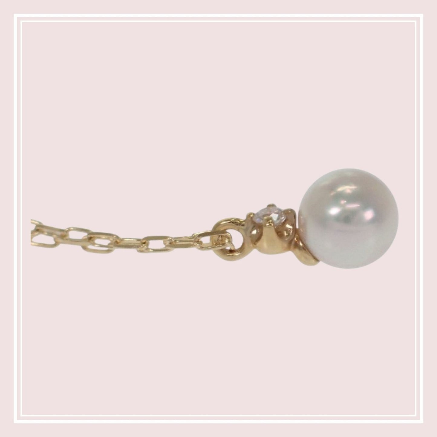 MIKIMOTO PP-20495K pearl pendant necklace with 18K yellow gold chain and Akoya pearl with diamond
