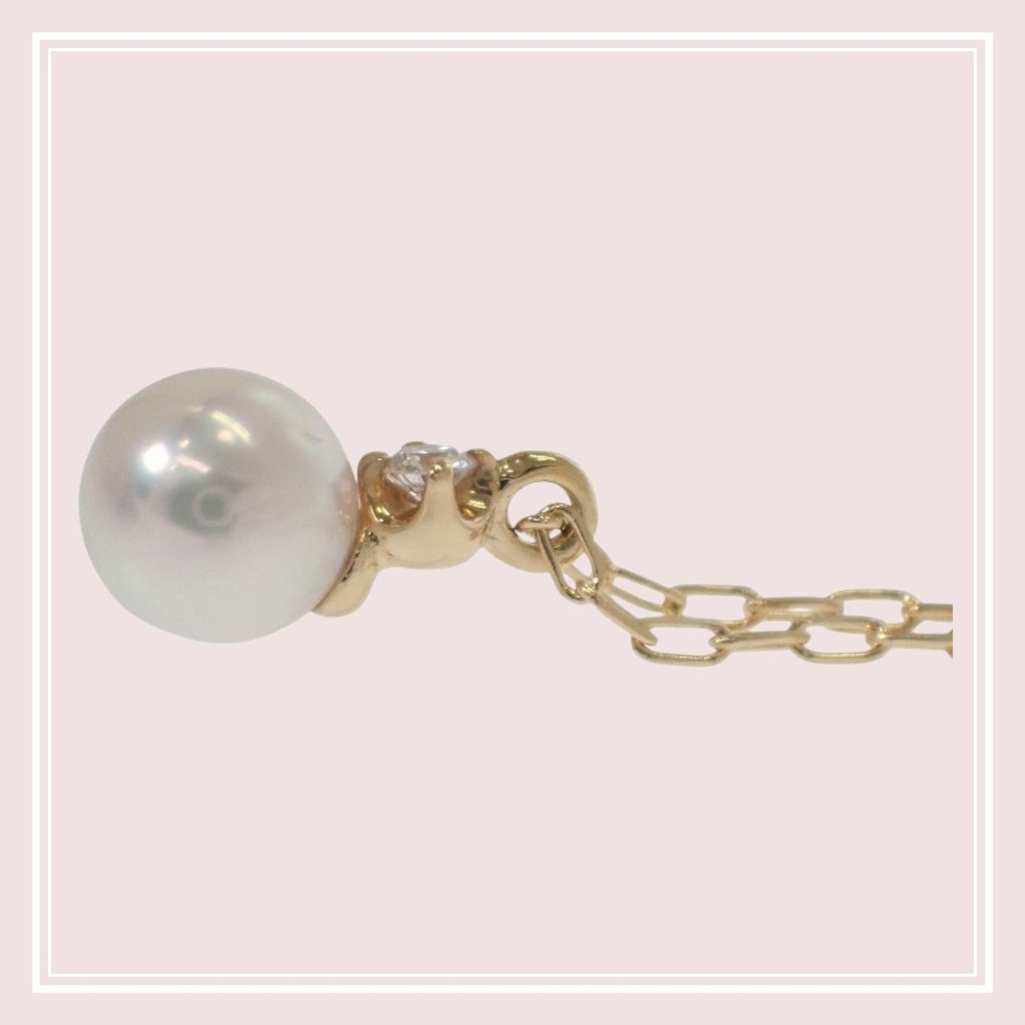 MIKIMOTO PP-20495K pearl pendant necklace with 18K yellow gold chain and Akoya pearl with diamond