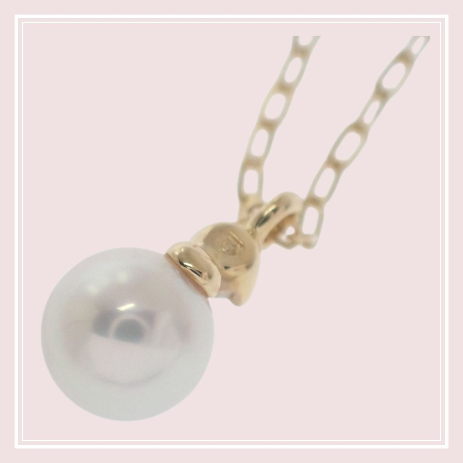 MIKIMOTO PP-20495K pearl pendant necklace with 18K yellow gold chain and Akoya pearl with diamond