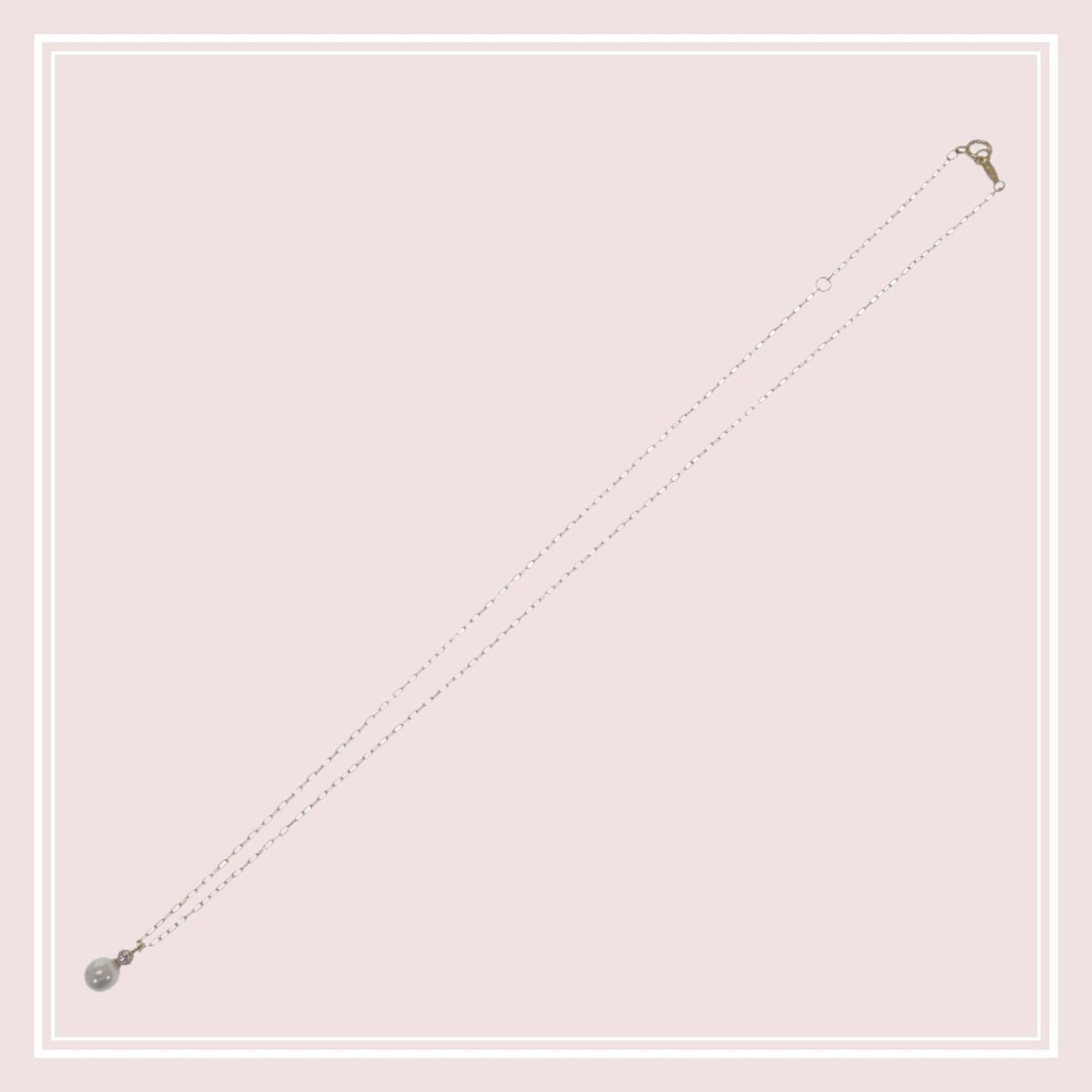 MIKIMOTO PP-20495K pearl pendant necklace with 18K yellow gold chain and Akoya pearl with diamond
