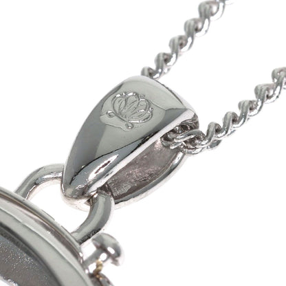 MIKIMOTO pearl necklace with metal chain and attached loupe, detailed close-up view