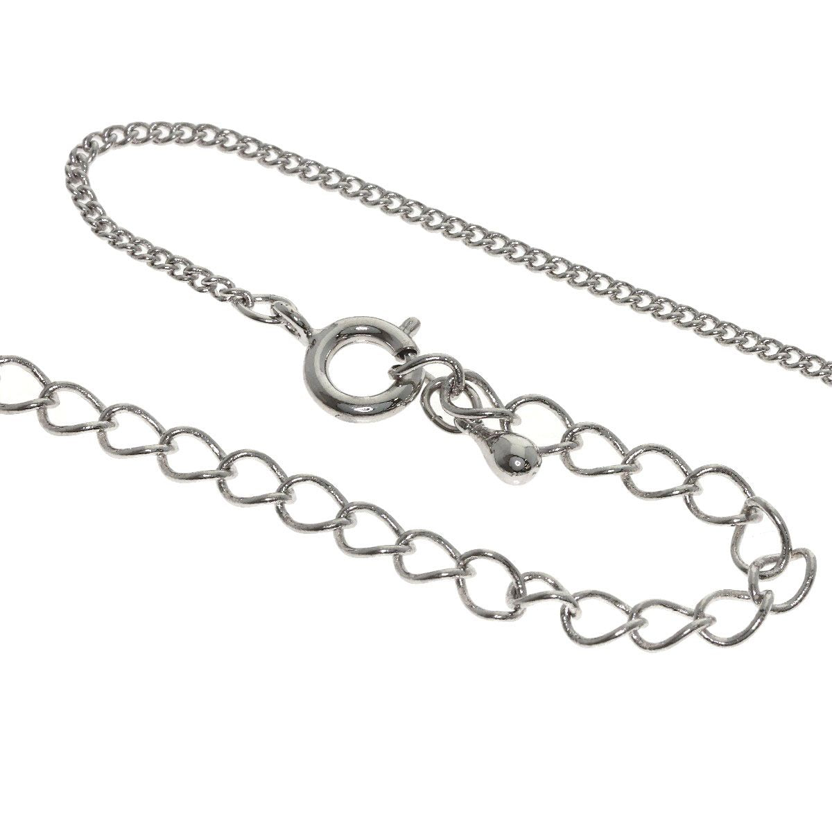 MIKIMOTO pearl necklace with metal chain and attached loupe, detailed close-up view