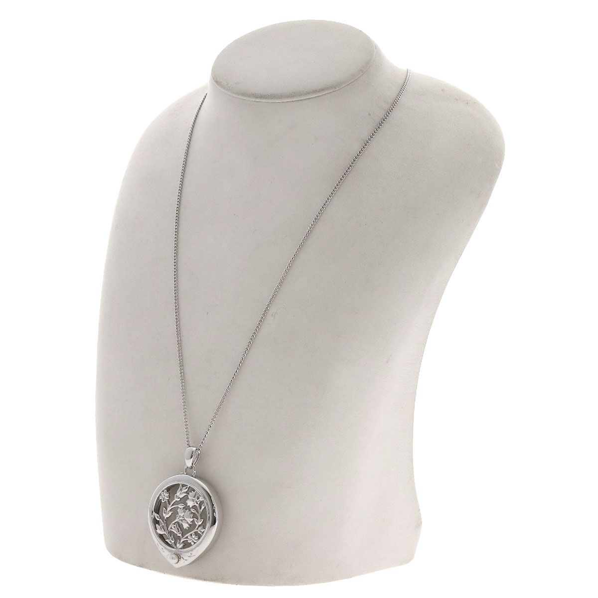 MIKIMOTO pearl necklace with metal chain and attached loupe, detailed close-up view