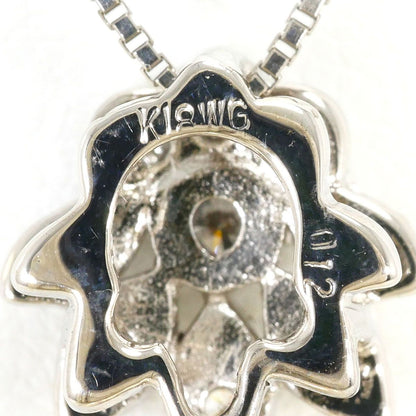 K18 white gold necklace with Akoya pearl and 0.12 ct diamond pendant on 45cm chain