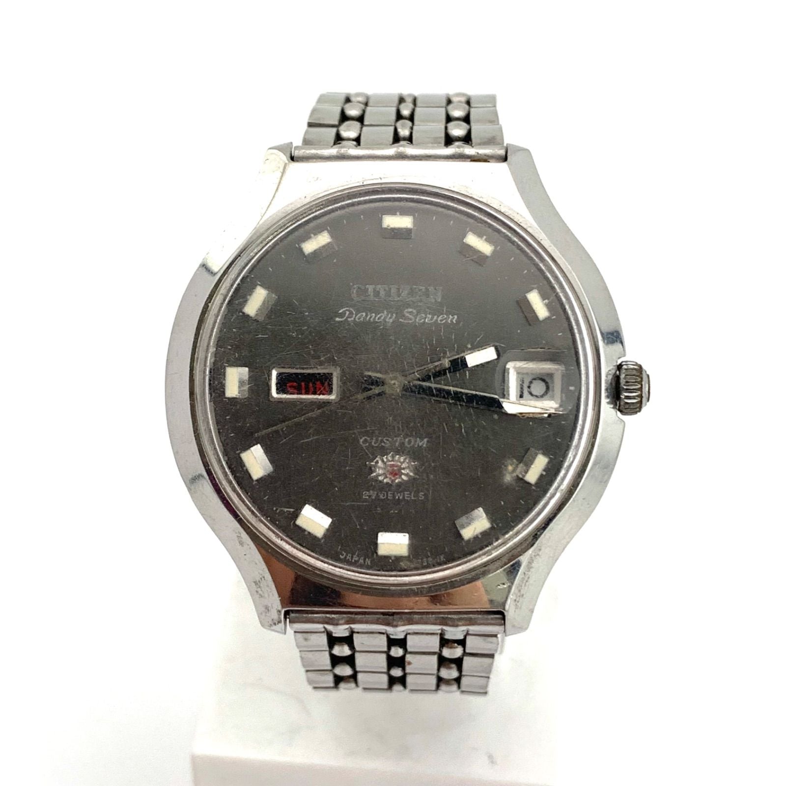 Used Citizen Dandy Seven 1732-1K automatic black watch with stainless steel band, main body only