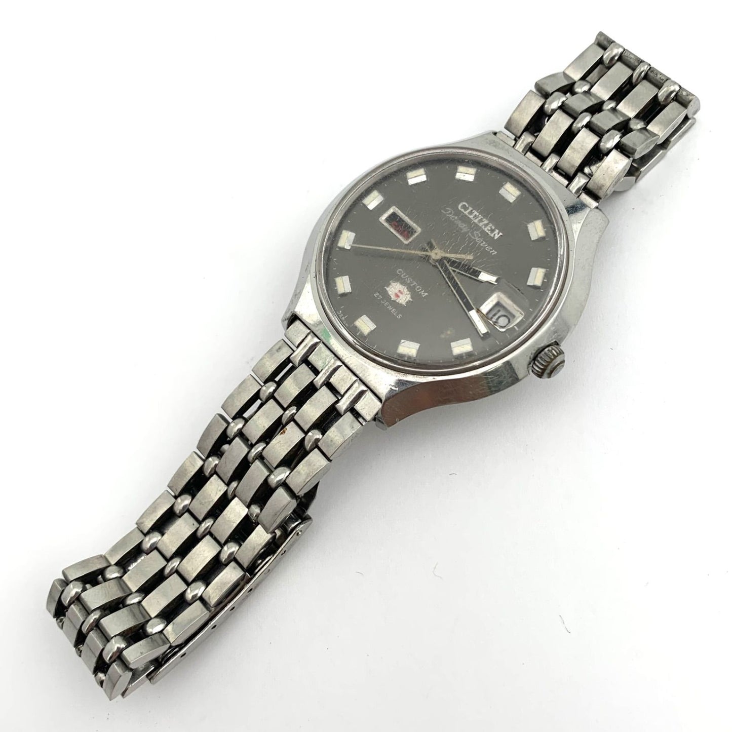 Used Citizen Dandy Seven 1732-1K automatic black watch with stainless steel band, main body only