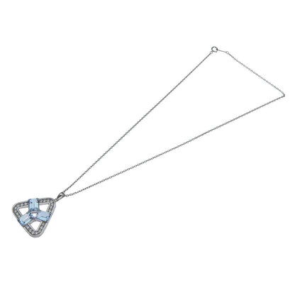 Mikimoto Aquamarine Necklace featuring three aquamarine stones and melee diamonds set in K14WG white gold