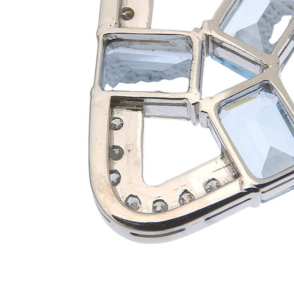 Mikimoto Aquamarine Necklace featuring three aquamarine stones and melee diamonds set in K14WG white gold
