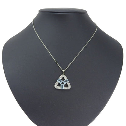 Mikimoto Aquamarine Necklace featuring three aquamarine stones and melee diamonds set in K14WG white gold