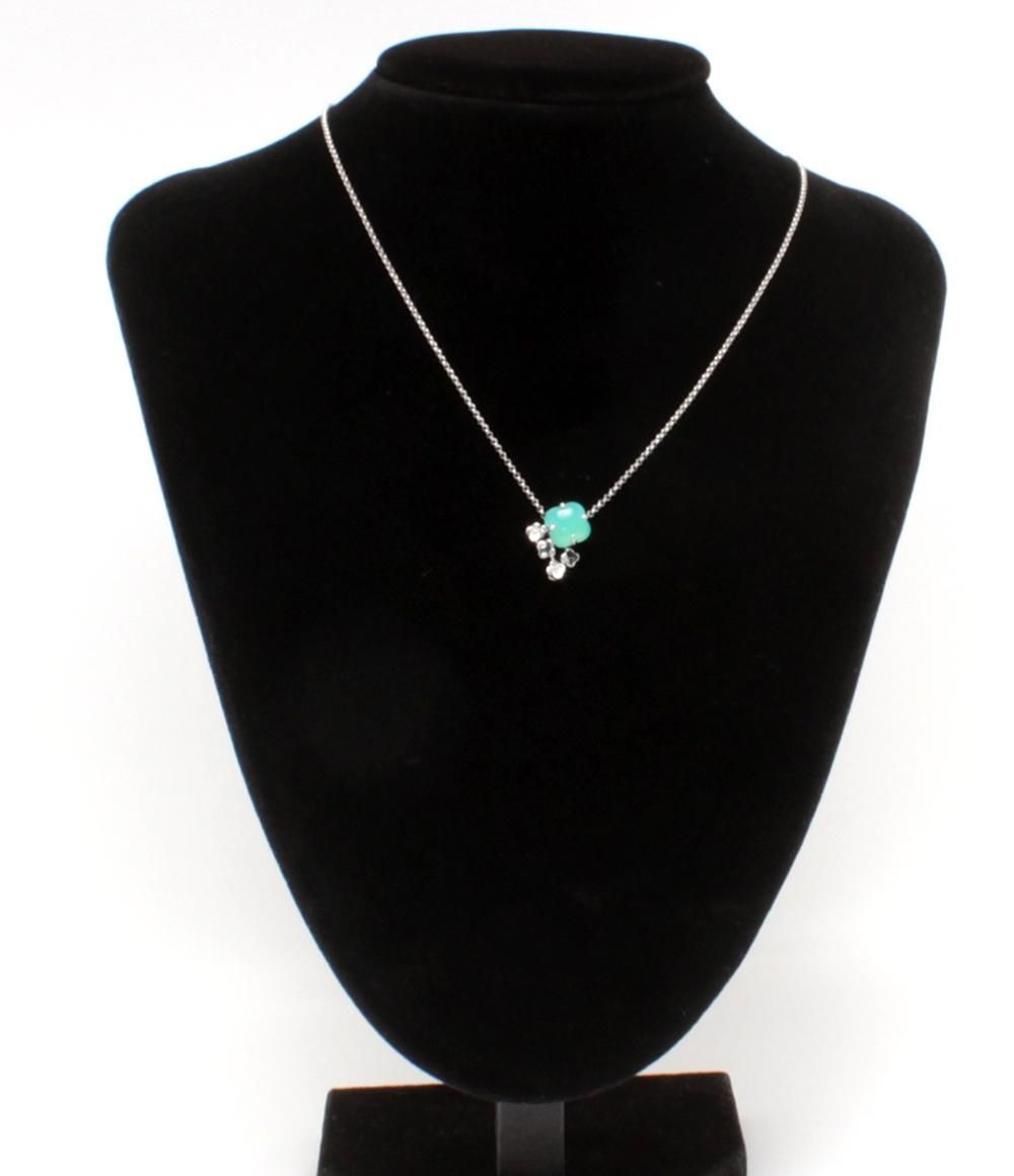 Tasaki K18WG necklace with 0.01ct diamond and carnelian pendant on 39cm chain for women