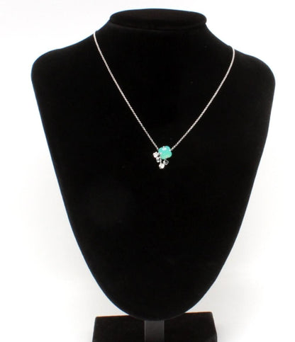 Tasaki K18WG necklace with 0.01ct diamond and carnelian pendant on 39cm chain for women
