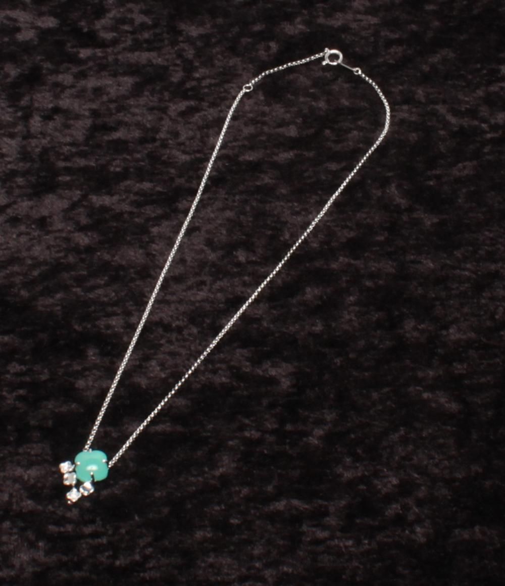 Tasaki K18WG necklace with 0.01ct diamond and carnelian pendant on 39cm chain for women