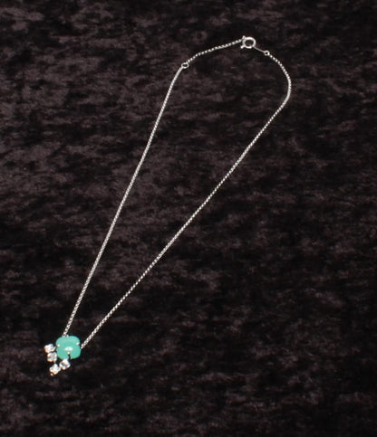 Tasaki K18WG necklace with 0.01ct diamond and carnelian pendant on 39cm chain for women