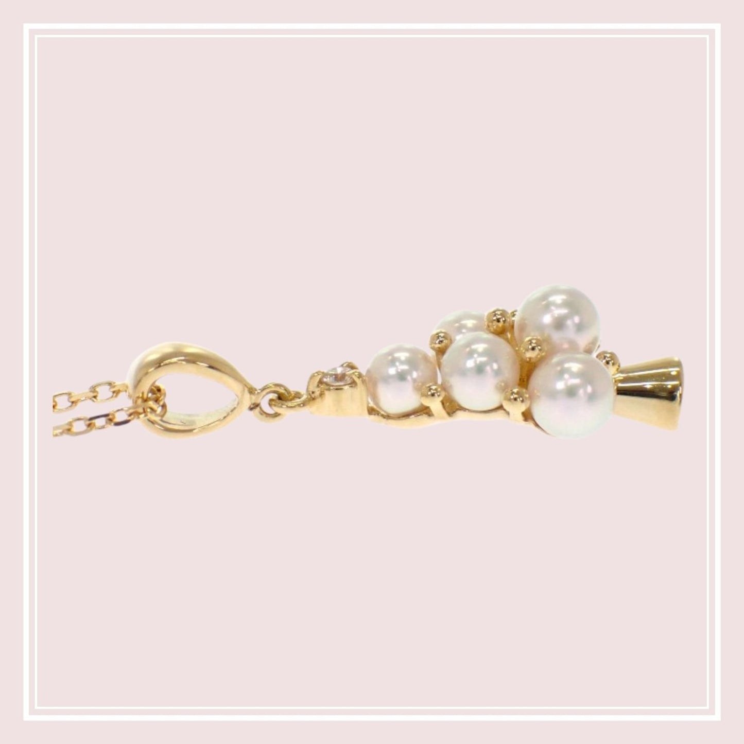 MIKIMOTO 18K yellow gold tree pendant necklace with Akoya pearl and diamond on 40 cm chain