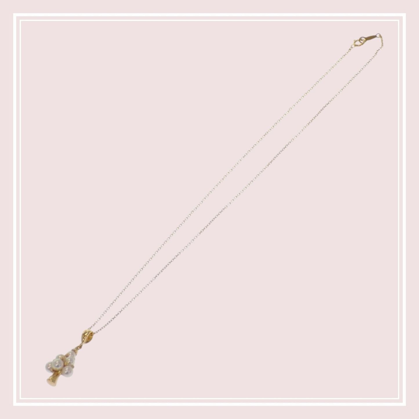 MIKIMOTO 18K yellow gold tree pendant necklace with Akoya pearl and diamond on 40 cm chain